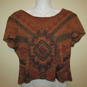 Brown Tribal Print Crop Top